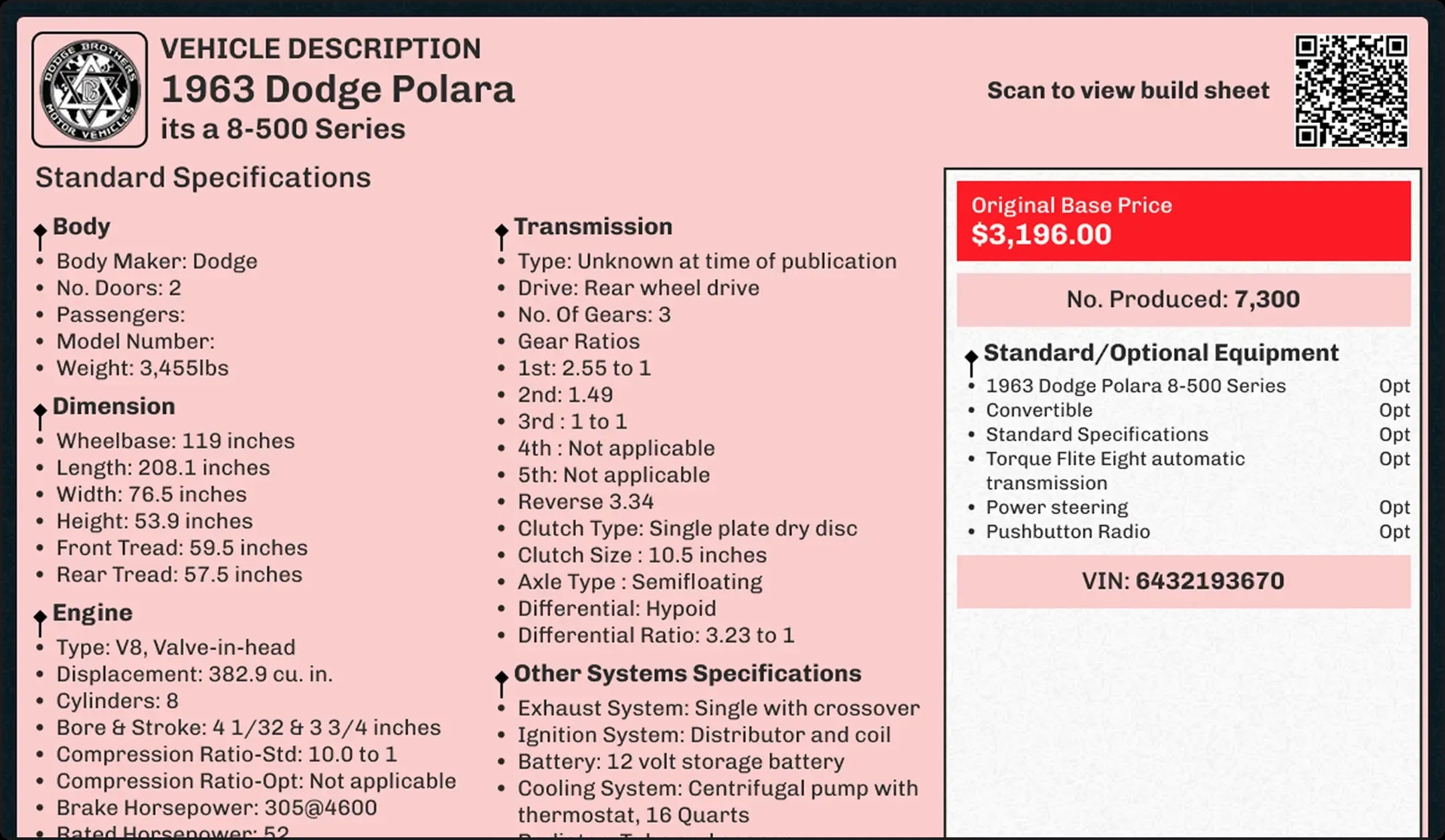 Build Sheet