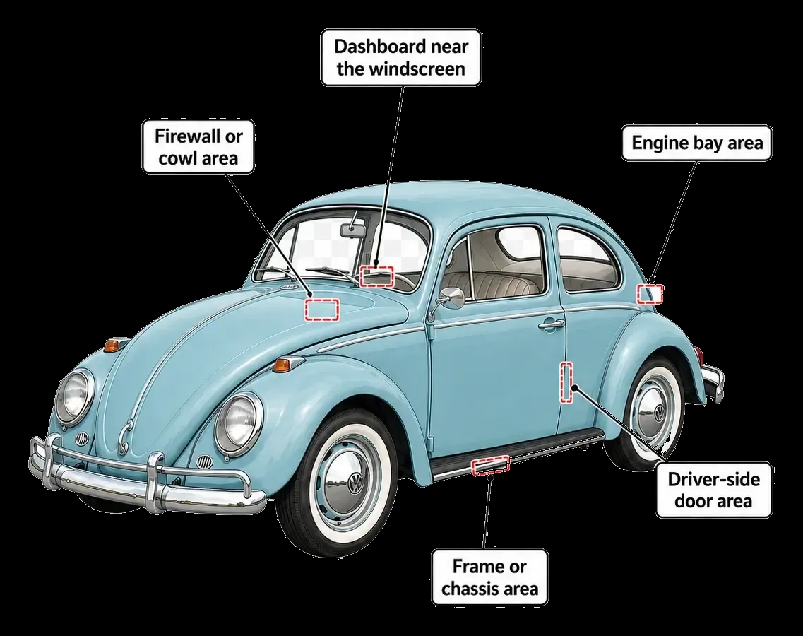 VIN Location on Classic Volkswagen 