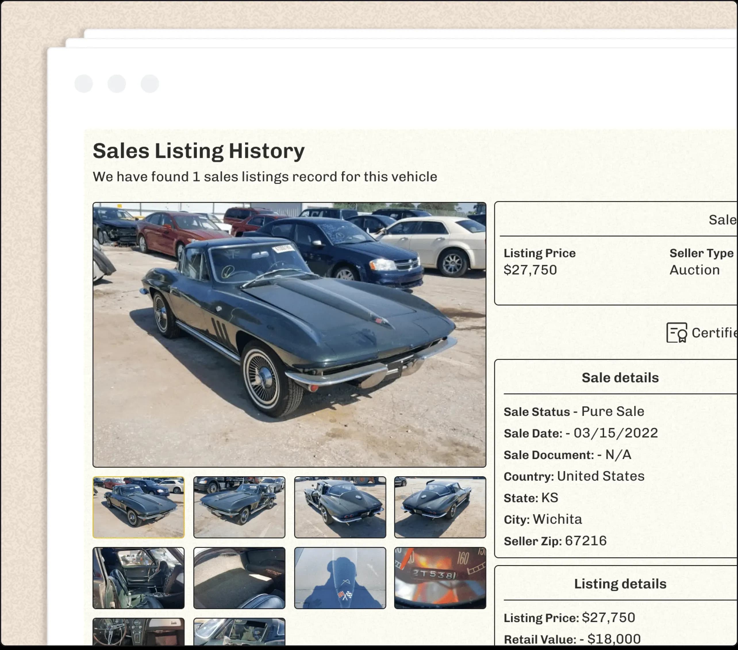 Sales history