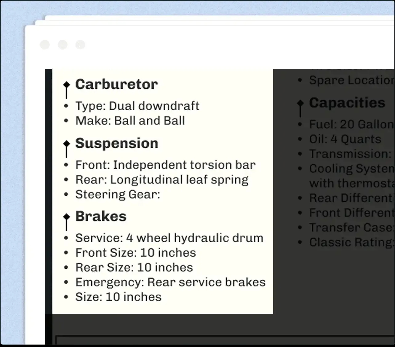 System specifications